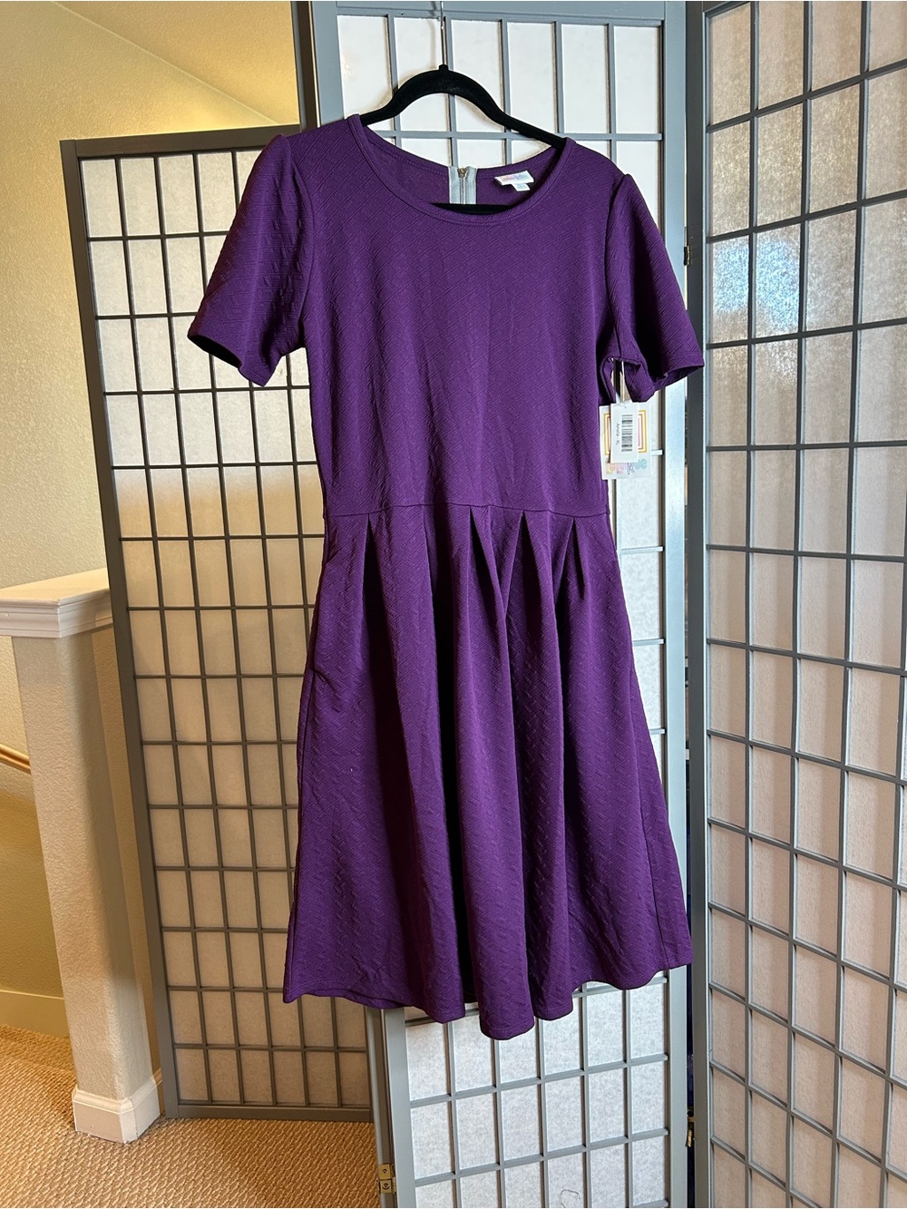 NWT LuLaRoe Amelia Purple Short-Sleeve Fit & Flare Dress